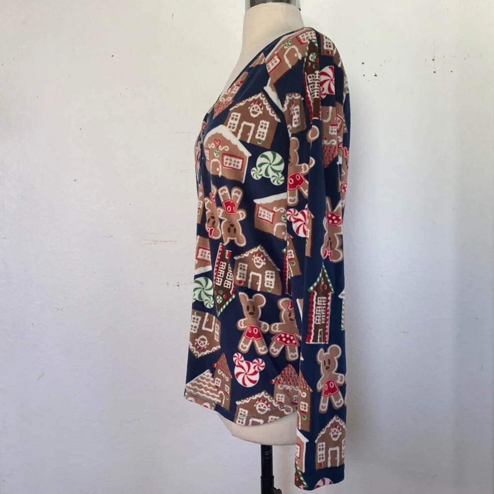 Disney Micky Mouse XL (16-18) Gingerbread Pajama Top Super Soft Long Sleeves